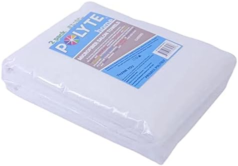 POLYTE Professional Quick Dry Lint Free Microfiber Hair Drying Salon Towel, 20 x 40 in, 2 Pack (White)