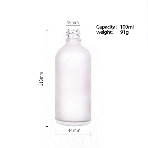 Dropper Bottles, 2 Pack 100ml/3.4oz, Frosted Glass with Glass Dropper, Golden Caps Travel Perfume Cosmetic Containers - Pipette and Funnel Included