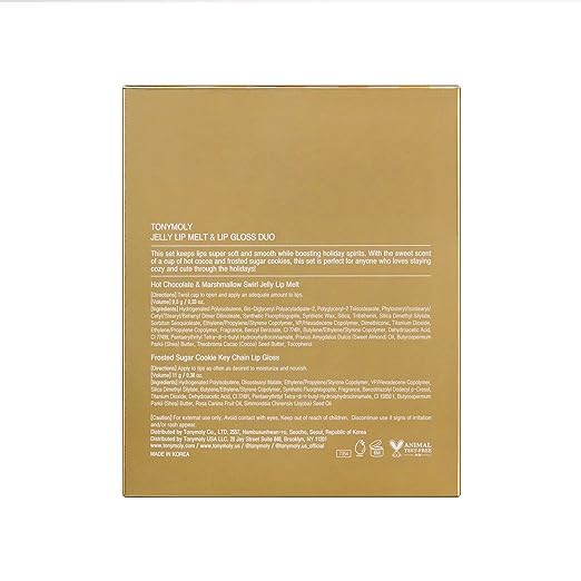 TONYMOLY Jelly Lip Melt + Lip Gloss Key Chain Duo, Limited Edition Holiday Set – Hydrating Lip Balm & Gloss with Hot Chocolate Marshmallow Swirl + Frosted Sugar Cookie, Stocking Stuffer Gift