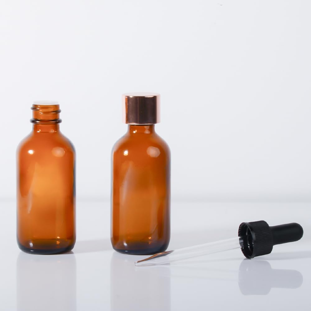 2oz Amber Dropper Bottle, 24P, Amber Glass Bottle, Leak Proof Travel Bottles Pipettes Dropper