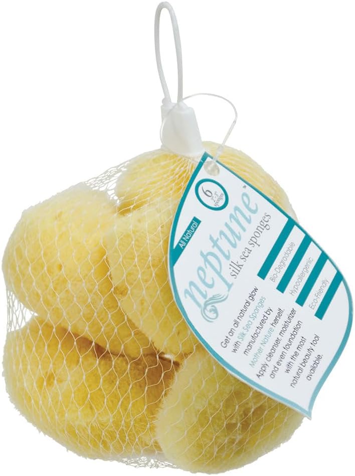 Sea Silk Sponge 6pc Kit, Hand Cut, Small, Approx. 1-2 inches, Ideal for Cosmetic Use and Facial Cleansing