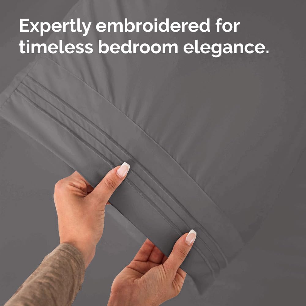 Queen Pillow Cases Set of 4 - Ultra Soft Hotel Quality Pillowcase Covers - Comfy, Cozy & Wrinkle Free - Shrinkage, Stain & Fade Resistant - Machine Washable Pillow Protectors - 4 Piece Set - Dark Grey