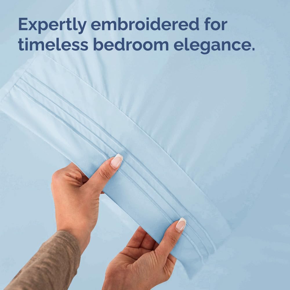 King Pillow Cases Set of 4 - Ultra Soft Hotel Quality Pillowcase Covers - Comfy, Cozy & Wrinkle Free - Shrinkage, Stain and Fade Resistant - Machine Washable Pillow Protectors - 4 Piece Set - Sky Blue