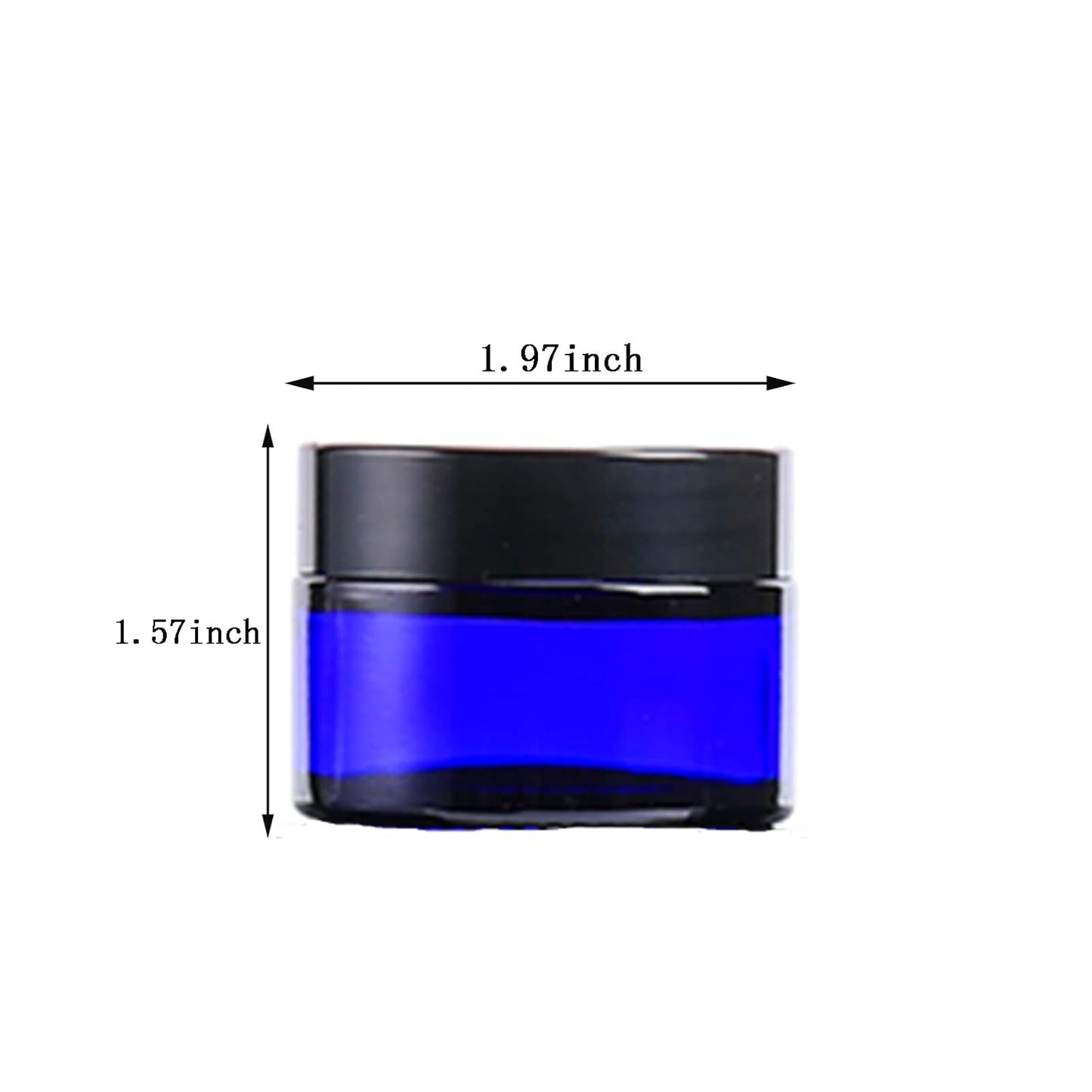 4PCS 1 oz Small Glass Jar, Empty Cosmetic Lotion Containers,with Inner Liners,Black Lid, Spatula (Blue)