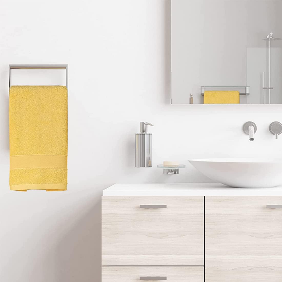 Hand Towels for Bathroom 2 Pack-100% Cotton Hand Towel (14 x 30 Inch), Highly Absorbent and Quick Dry Face Washcloth, Home Soft Premium Towel for Hotel, Bath, Kitchen and Spa(Yellow)