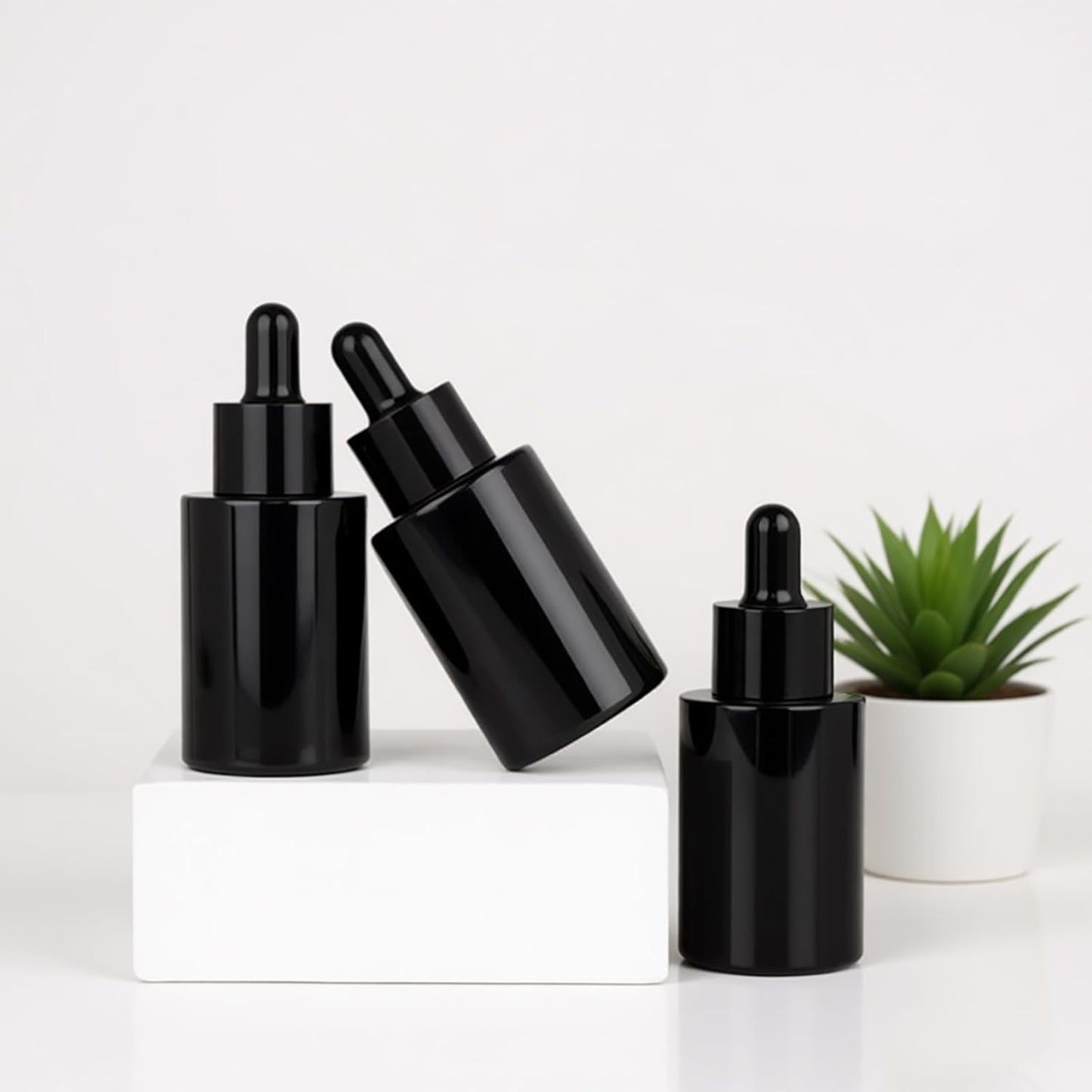 12 Pack 1 oz Black Glass Dropper Bottle Essential Oils Bottle with Glass Eye Droppers,for Serum Essence Oil,Perfumes,Liquids (Black, 1oz)