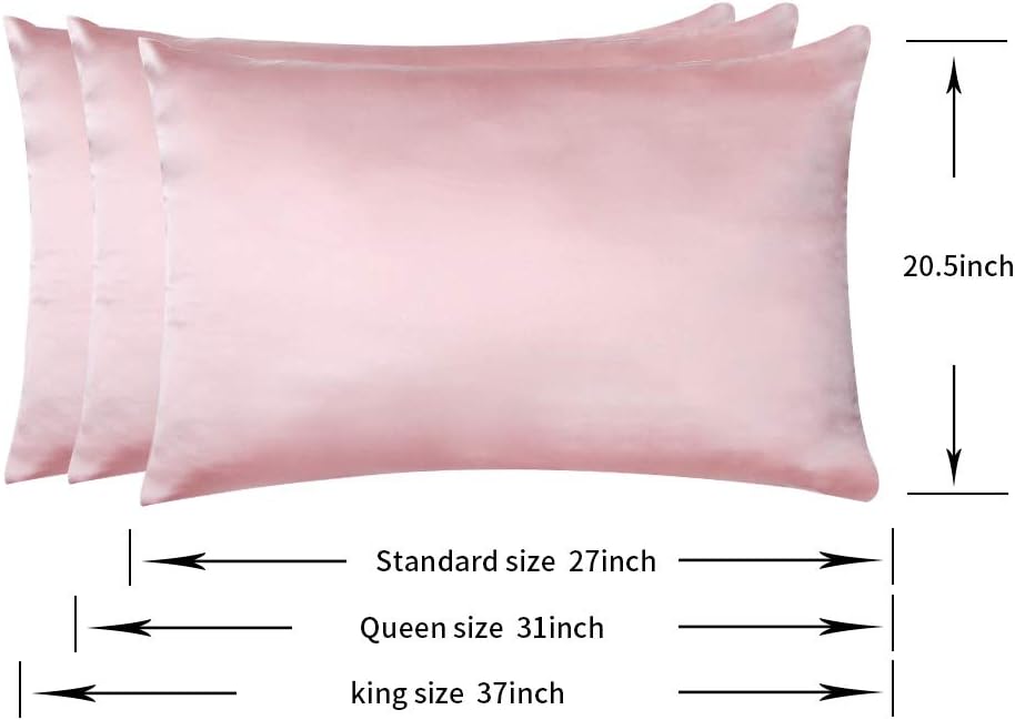 100% Mulberry Silk Pillowcases Set of 2 for Hair and Skin and Super Soft and Breathable Standard Size Nature Silk Pillowcases (Standard, Pink)