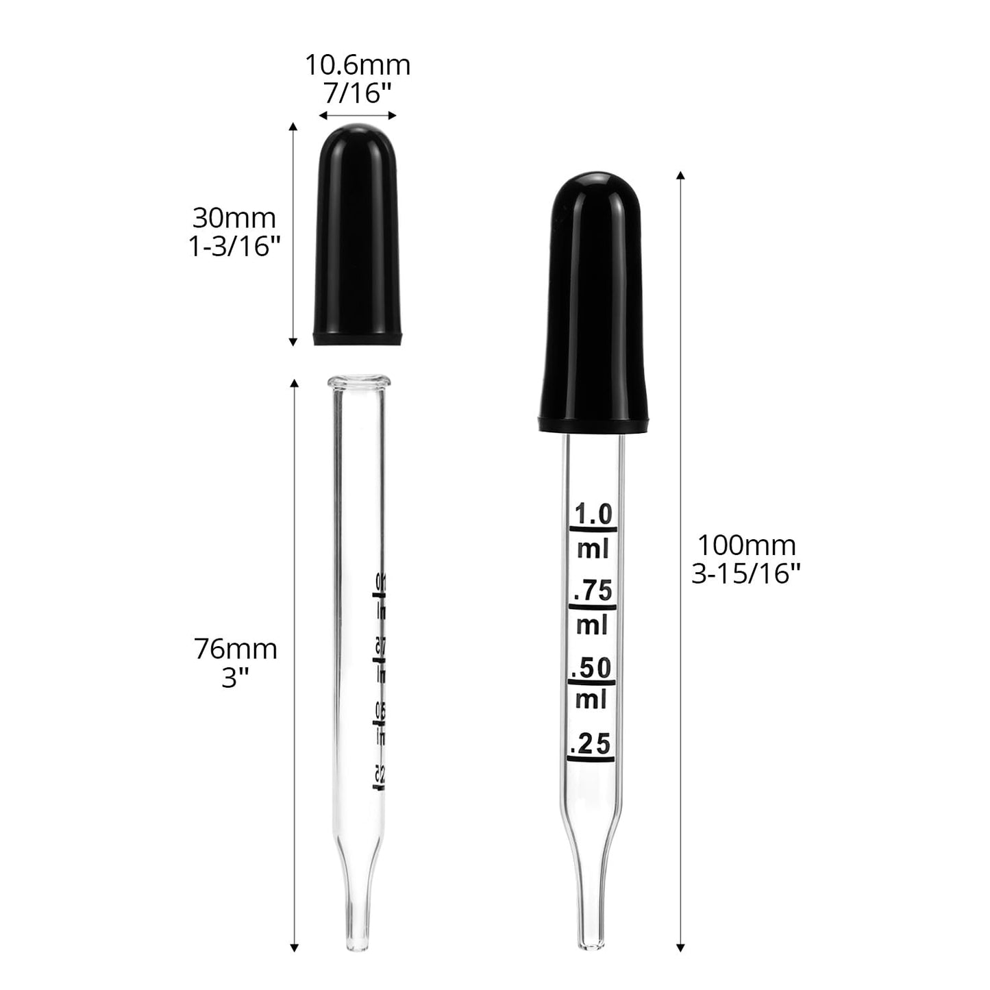QWORK 1 ml Glass Liquid Droppers, Pack of 40Calibrated Pipettes, Essential Oil Dropper Pipettewith Kraft Boxes