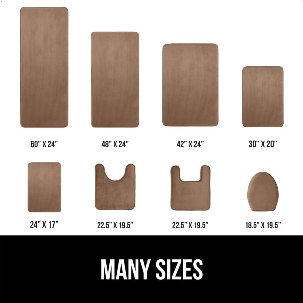 GORILLA GRIP Memory Foam Bath Mat, Soft Absorbent Velvet Bathroom Mats, Durable Dots on Underside, Machine Washable Bathmat, Carpet Rug Room Decor for Shower Tub Floor RV, 24x17 Rugs, Taupe