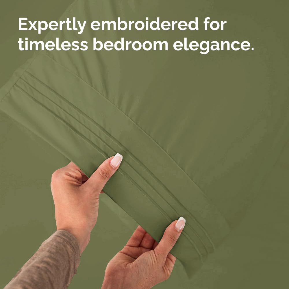 King Pillow Cases Set of 4 - Ultra Soft Hotel Quality Pillowcase Covers - Comfy, Cozy & Wrinkle Free - Shrinkage, Stain & Fade Resistant - Machine Washable Pillow Protectors - 4 Piece Set - Sage Green