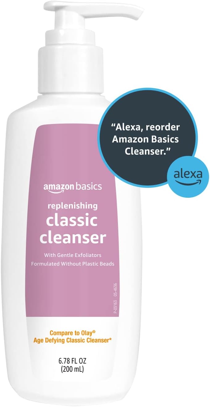 Amazon Basics Replenishing Cleanser Exfoliating Face Wash, Unscented, 6.78 fl oz (Pack of 1)