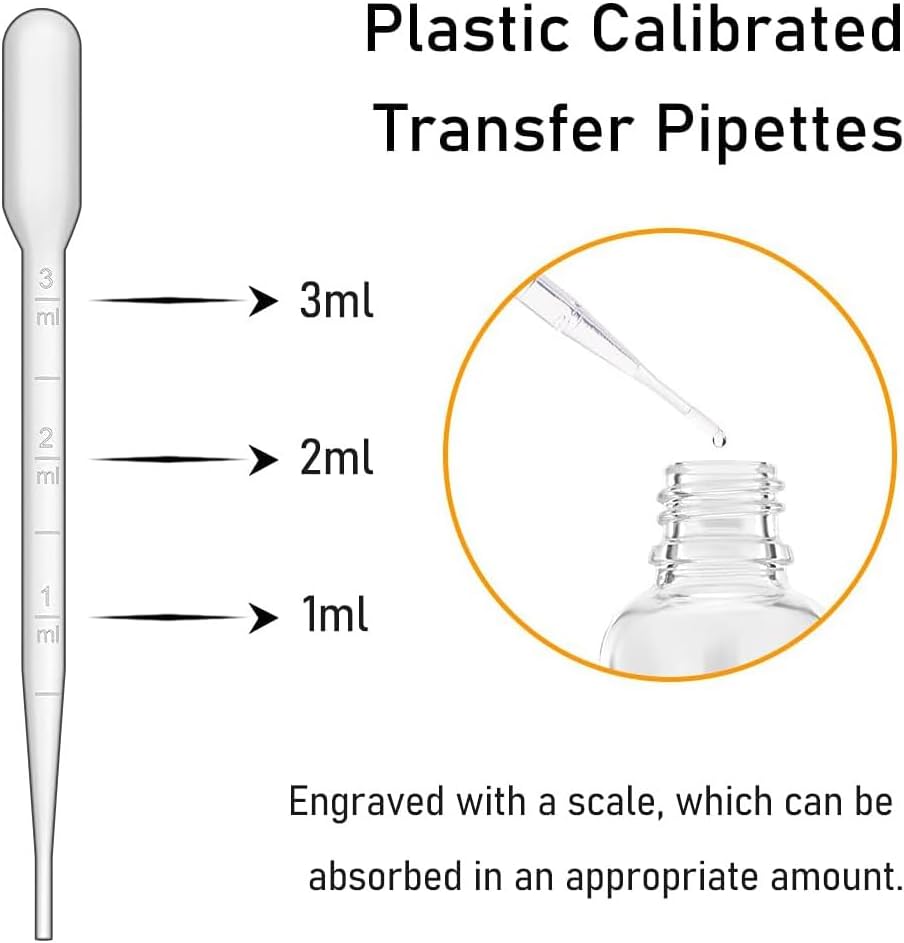 Bumobum 2 oz Dropper Bottle, Clear Glass Eye Dropper Bottles with Golden Top Cap for Essential Oils, 99 pack Tincture Bottle with Labels and Funnel