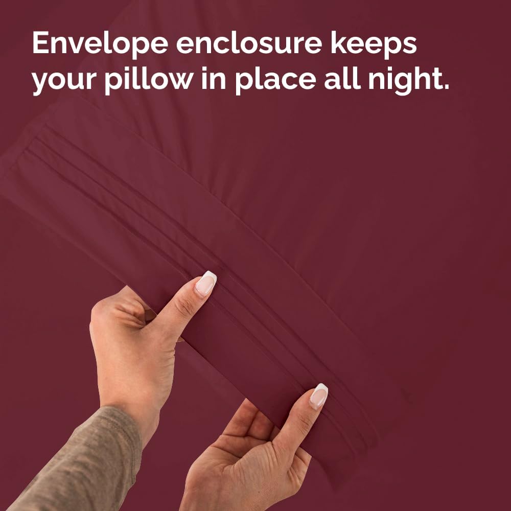 Queen Pillow Cases Set of 8 - Ultra Soft Hotel Quality Pillowcase Covers - Comfy, Cozy & Wrinkle Free - Shrink, Stain and Fade Resistant - Machine Washable Pillow Protectors - 8 Piece Set - Burgundy