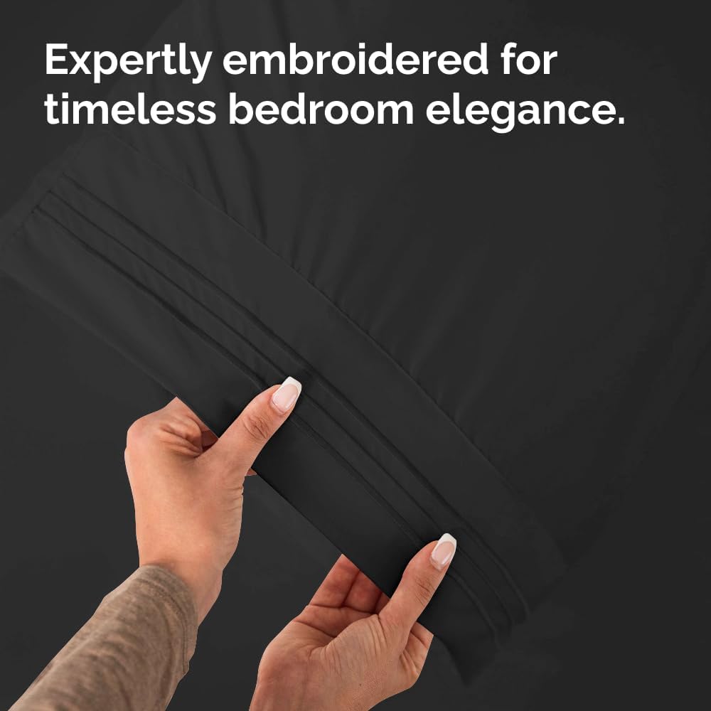 King Standard Pillow Cases Set of 2 - Ultra-Soft Hotel Quality Pillowcase Covers - Comfy, Cozy & Fade Free - Wrinkle Resistant - Machine Washable Pillow Protectors - 2 Piece Set - King Standard Black