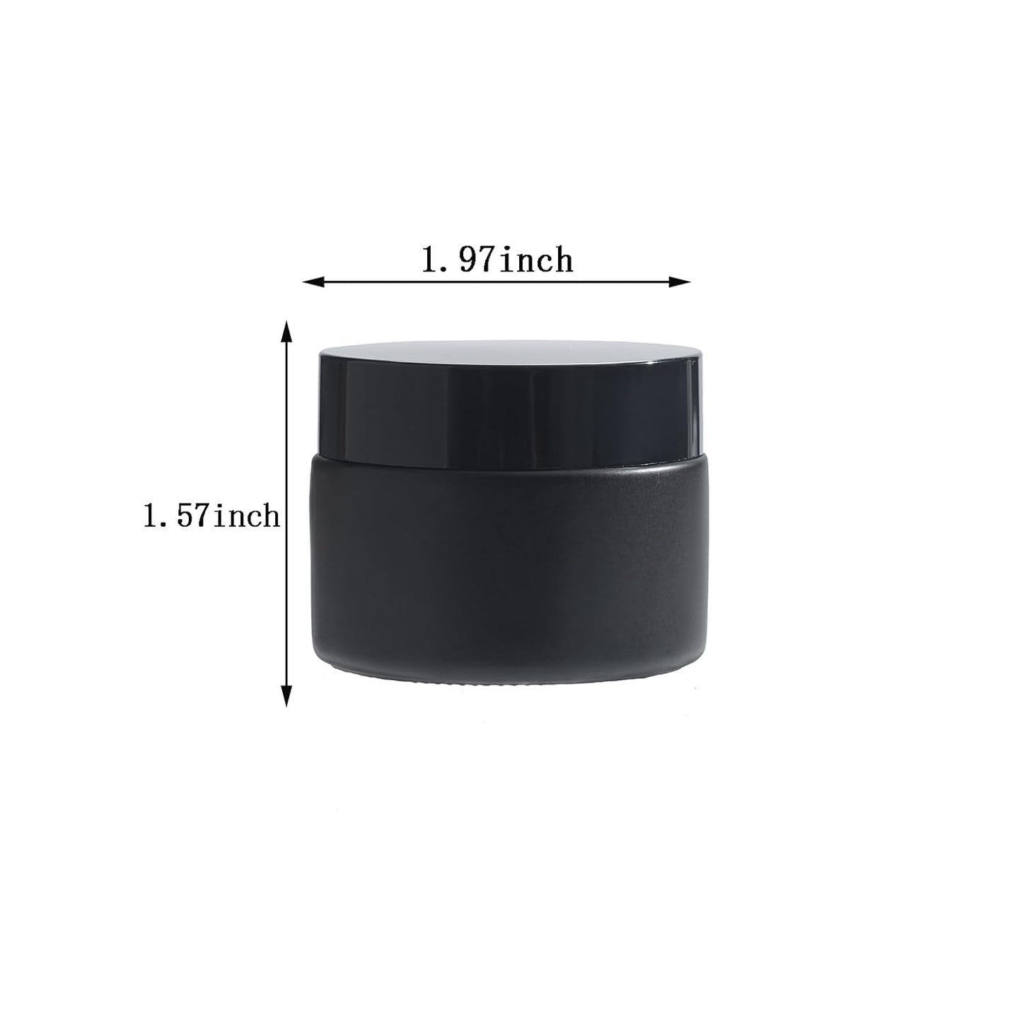 OverNews 1oz Small Glass Jar, Empty Cosmetic Lotion Containers,with Inner Liners,Black Lid, Spatula (Black)
