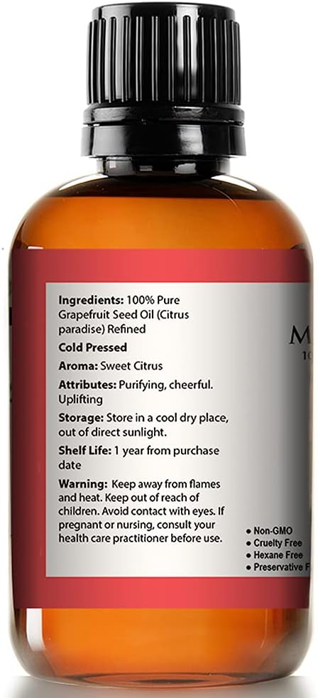 Mayan's Secret Pure Carrier and Essential oils for Skin Care, Hair, Body Moisturizer for Face-Anti Aging Skin Care (Grapefruit Seed Oil Organic, 4oz)