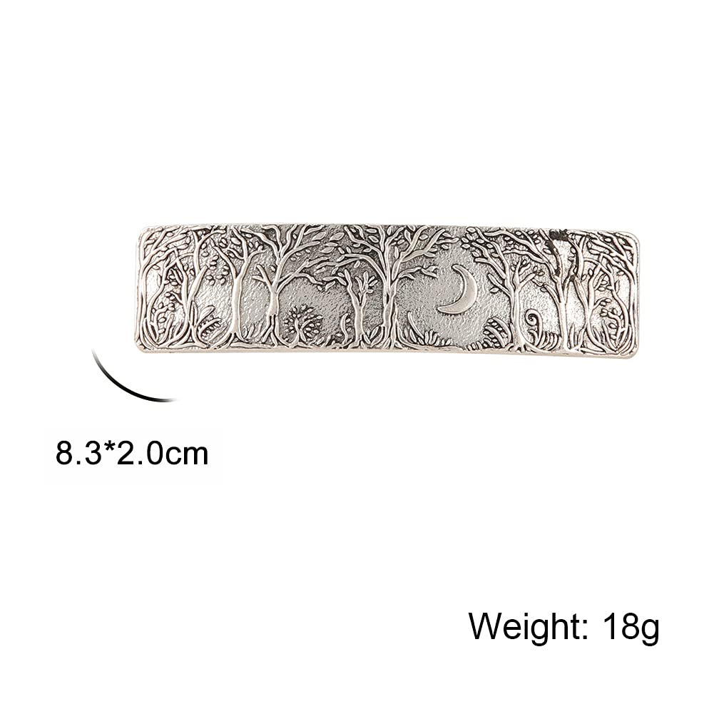 Amaxer Viking Gold Silver Barrettes for Women Girls Celtic Hair Clips for Thick Thin Hair Vintage French Hair Clips Hair Styling Accessories (Silver-Forest)