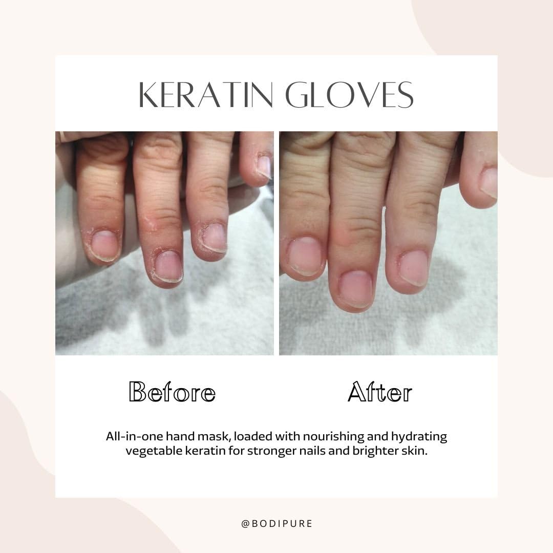 Bodipure Premium Hand Mask Keratin Gloves, Moisturizing Gloves for Dry Hands & Nail-Strengthening & Cuticle Softening, Spa Experience at Home, No Harm Chemical & For All Skin Types 1 Pair