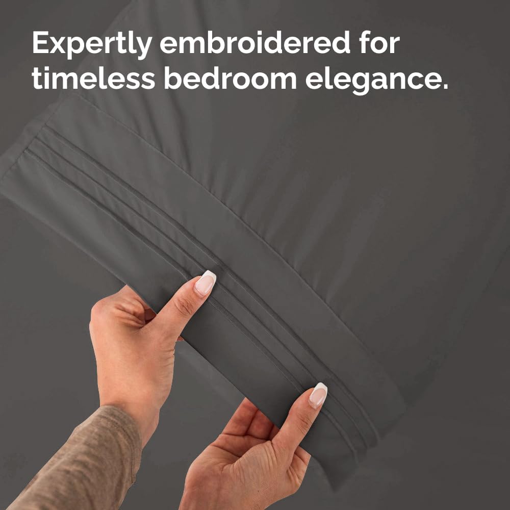 Queen Pillow Cases Set of 4 - Ultra Soft Hotel Quality Pillowcase Covers - Comfy, Cozy & Wrinkle Free - Shrinkage, Stain & Fade Resistant - Machine Washable Pillow Protectors - 4 Piece Set - Charcoal