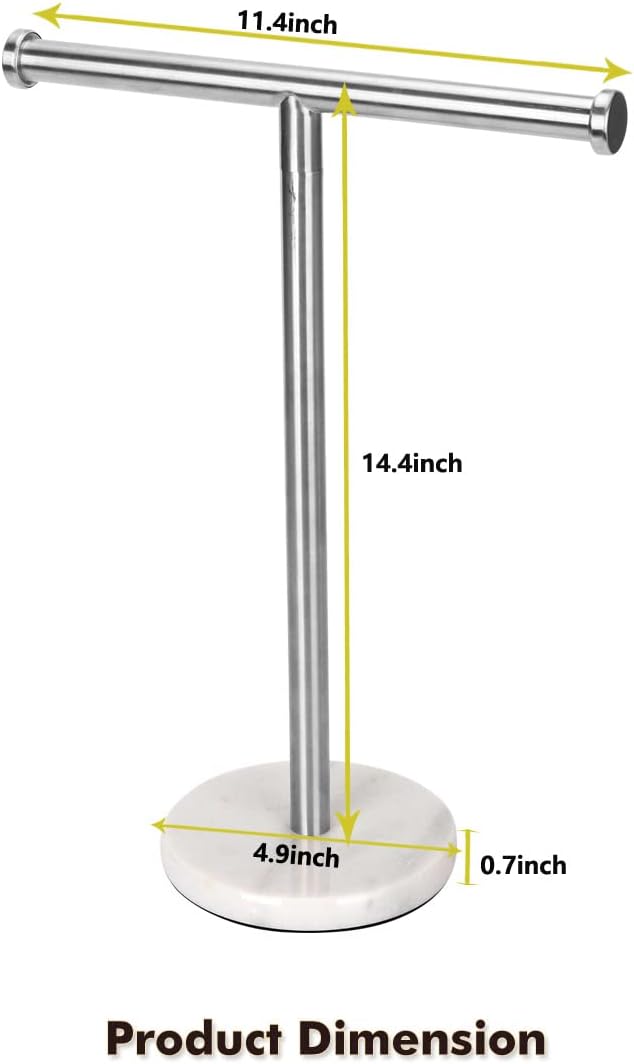 Hand Towel Holder Stand Countertop, Sturdy Marble Base, No Wobbly, Hand Towel Rack for Bathroom (Brushed Nickel)
