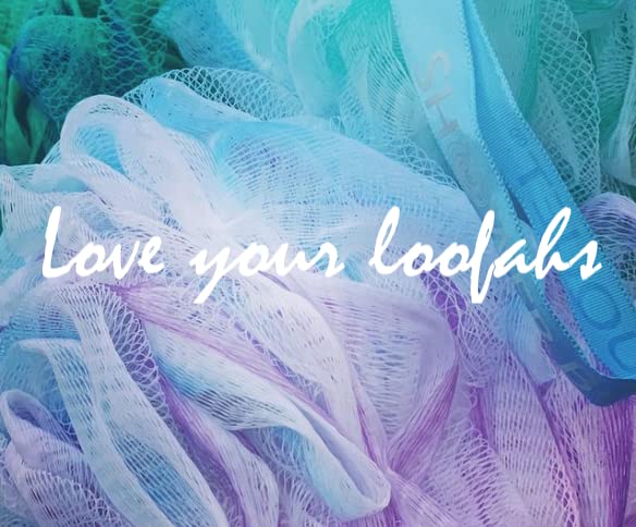 SHOWER BOUQUET Loofah-Bath-Sponge XL Swirl-Mix-Color 4-Pack // Extra-Large 75g Mesh Luffa Loofa Loufa Puff Pouf Set/Exfoliating Body Scrubber for Women and Men - Exfoliate & Soothe Face & Body