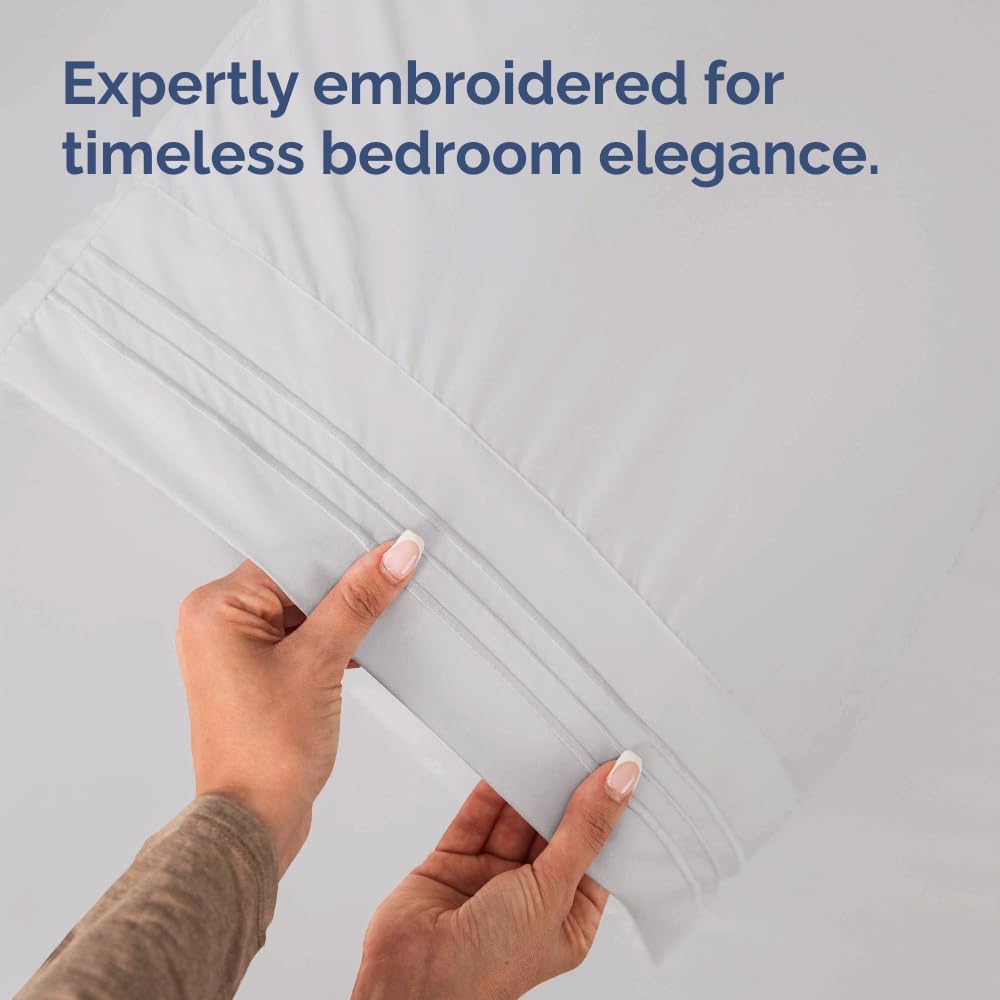 King Standard Pillow Cases Set of 2 - Soft Hotel Quality Pillowcase Covers - Comfy, Cozy & Fade Free - Wrinkle Resistant - Machine Washable Pillow Protectors - 2 Piece Set - King Standard French Grey