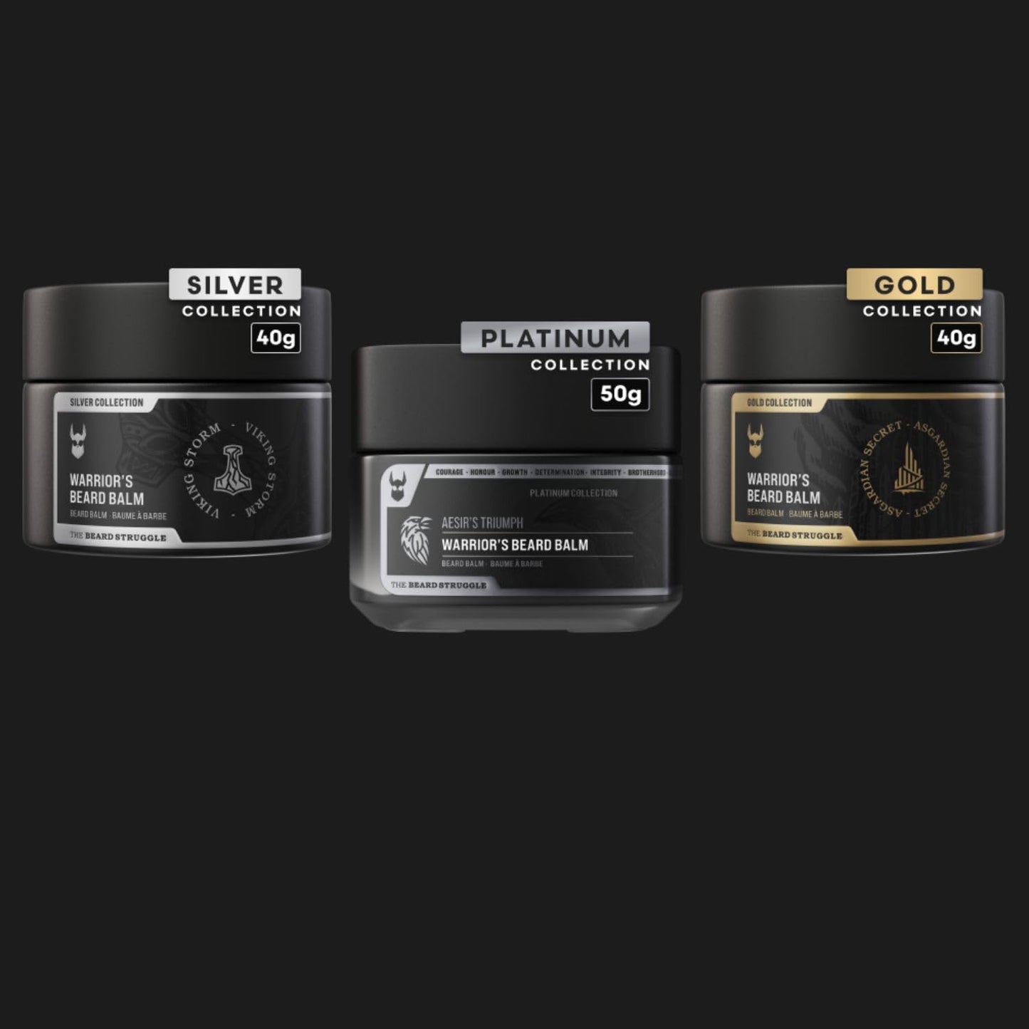 The Beard Struggle Warrior’s Beard Balm - Silver Collection, Alfheim's Forests - Non-Greasy Low-Hold Formula, Luxurious Cologne-Grade Fragrances 100% Natural and Plant-Based Ingredients - 50g