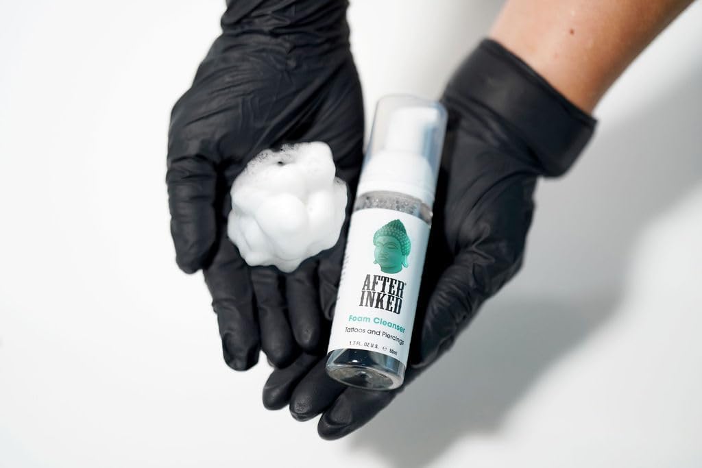 After Inked Tattoo Aftercare Lotion and Foam Cleanser Bundle - with 3oz Tattoo Lotion Aftercare and 1.7oz Tattoo Aftercare Foam Wash, Essential Tattoo Supplies, Premium Skincare Tattoo Aftercare Kit