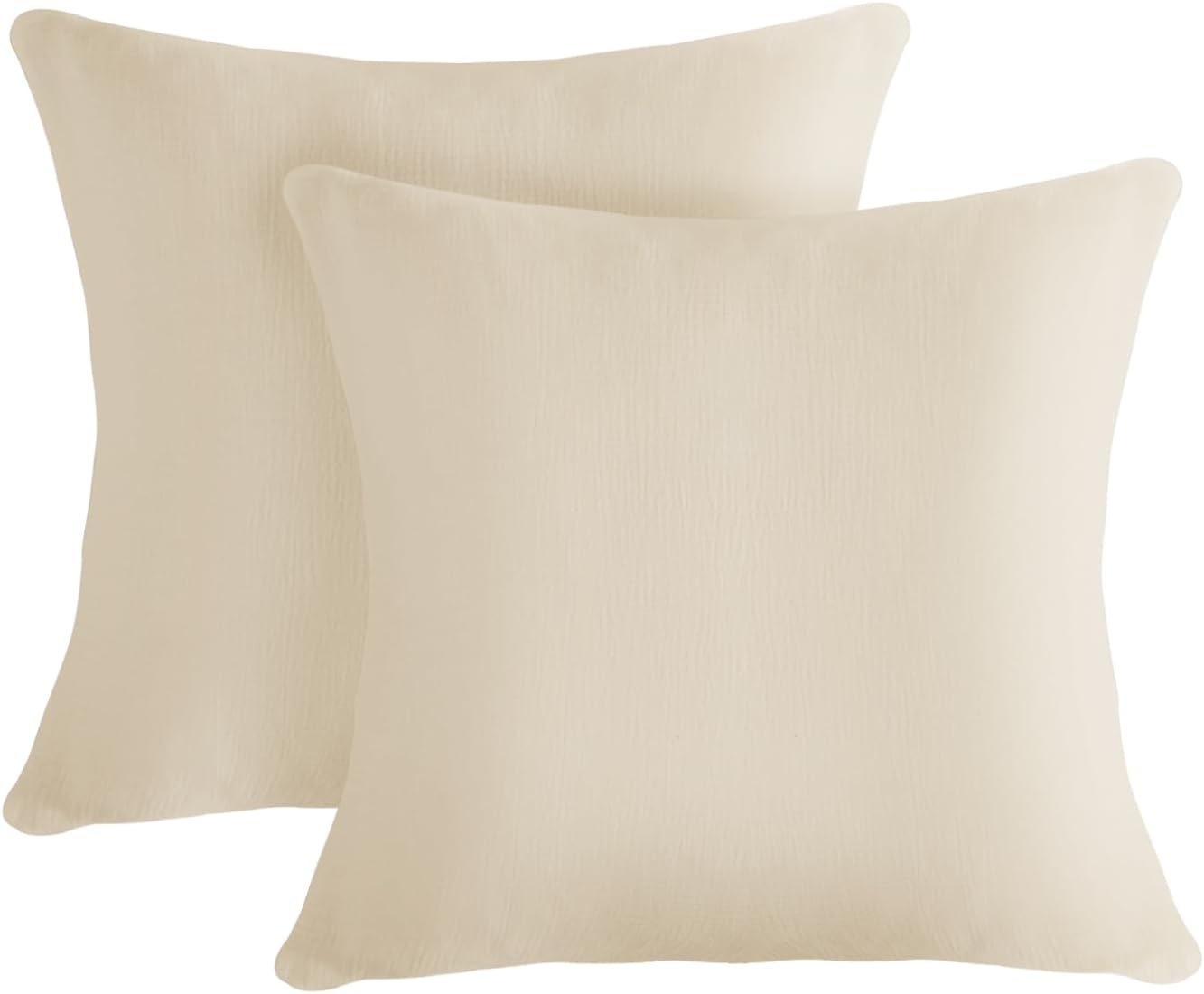 SE SOFTEXLY Muslin Pillowcases Throw Size 100% Cotton, 2 Pack Linen Like Pillow Shams with Zippered Closure, Ultral Soft and Breathable Pillow Case Covers, Off-White, 26" X 26", No Filling