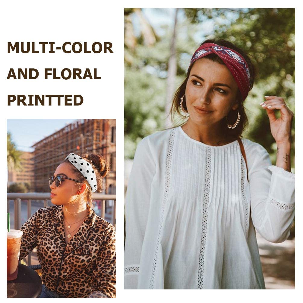 DRESHOW 16 Pack Turban Headbands for Women Elastic Back Twisted Hair Bands Face Vintage Cross Head Wrap Hair Accessories