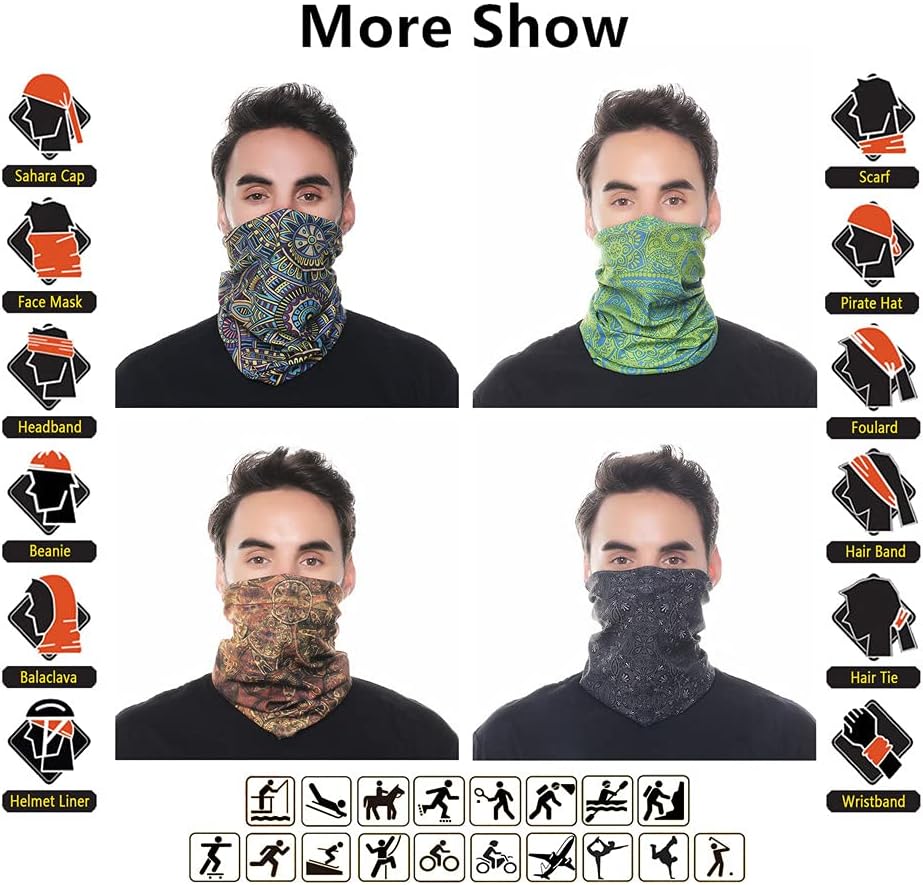 Headband Neck Gaiter Head Wrap Headwear Face Mask Magic Scarf Bandana for Men and Women