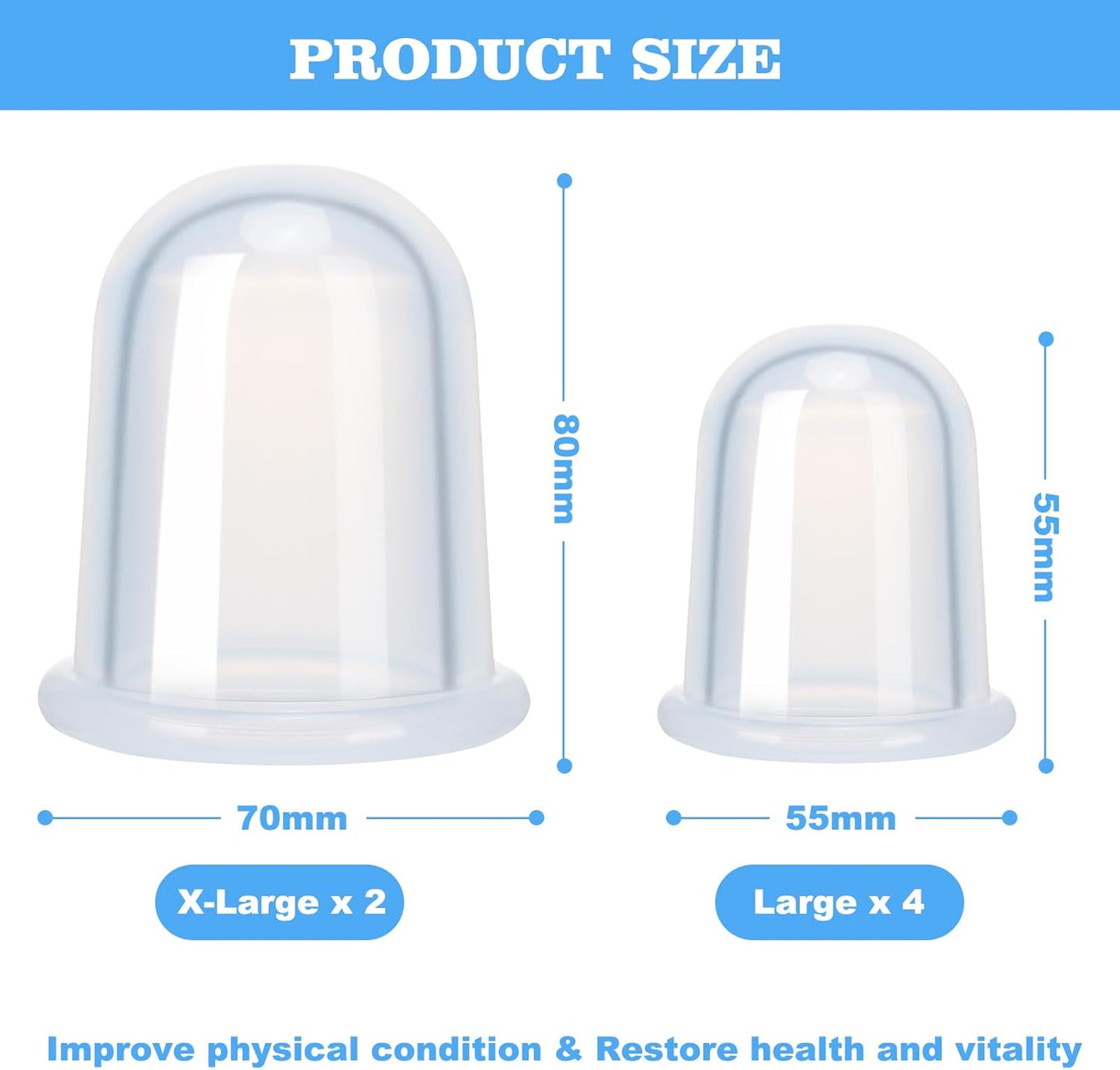 Silicone Cupping Therapy Set - Cupping Kit for Massage Therapy - Cellulite Remover Cupping Set - Anti Cellulite Cup Massager, Vacuum Suction Massage Cups for Cellulite Reduction