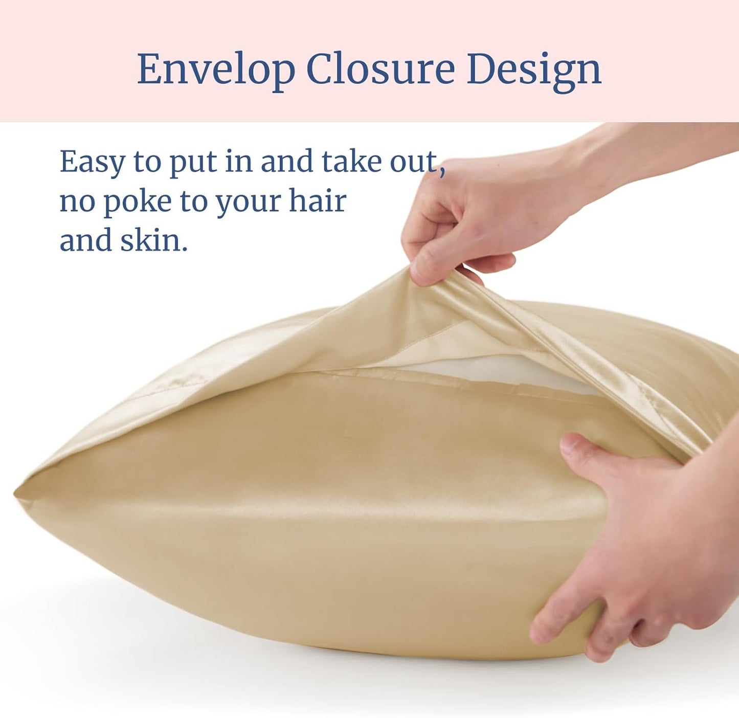 BEDELITE Satin Pillowcase for Hair and Skin, Super Soft Similar to Silk Pillow Cases 4 Pack with Envelope Closure, Cooling Pillowcases for Women Men (20"x36" King Size, Champagne)