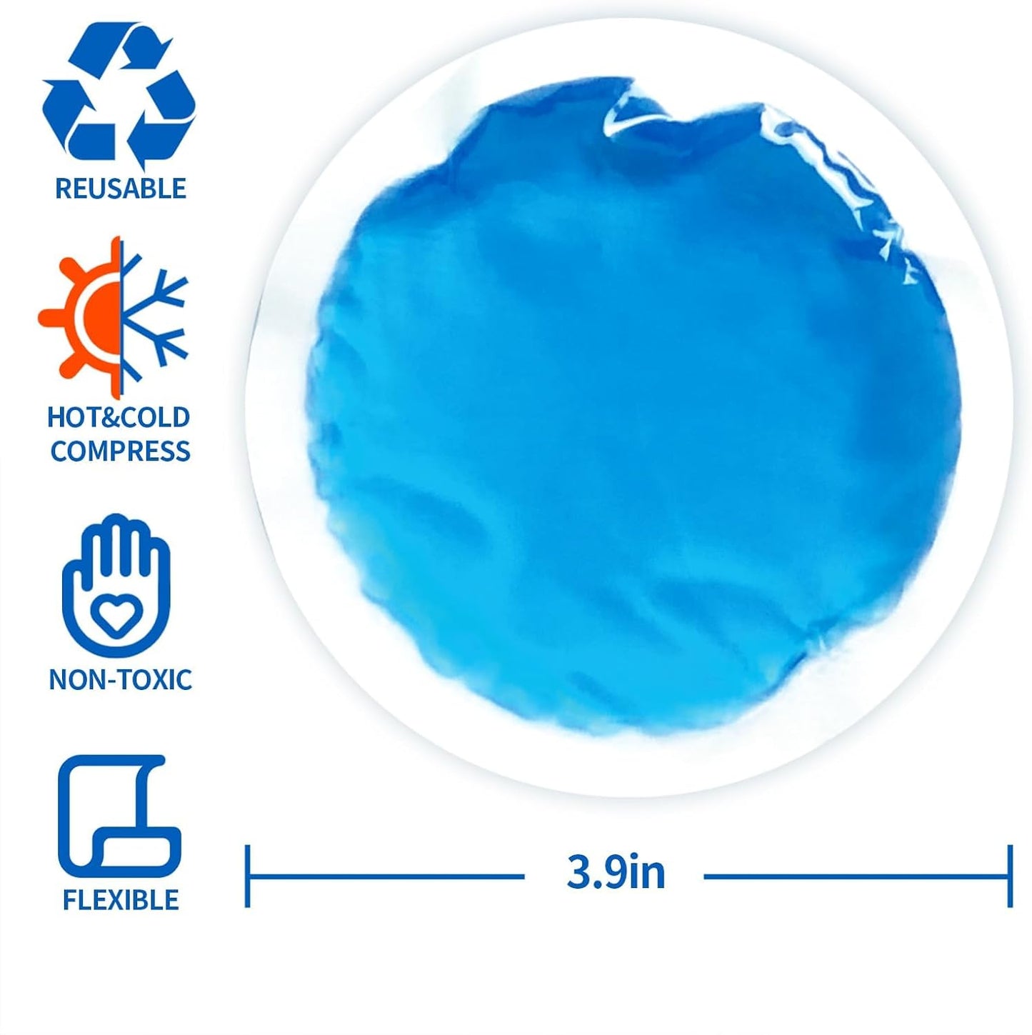 WORLD-BIO Small Ice Packs for Injuries, 5 Pack Reusable Round Ice Packs for Face, Warm & Cold Compress with Cloth Backing & Sleeve for Pain, Toothache, Migraine Relief