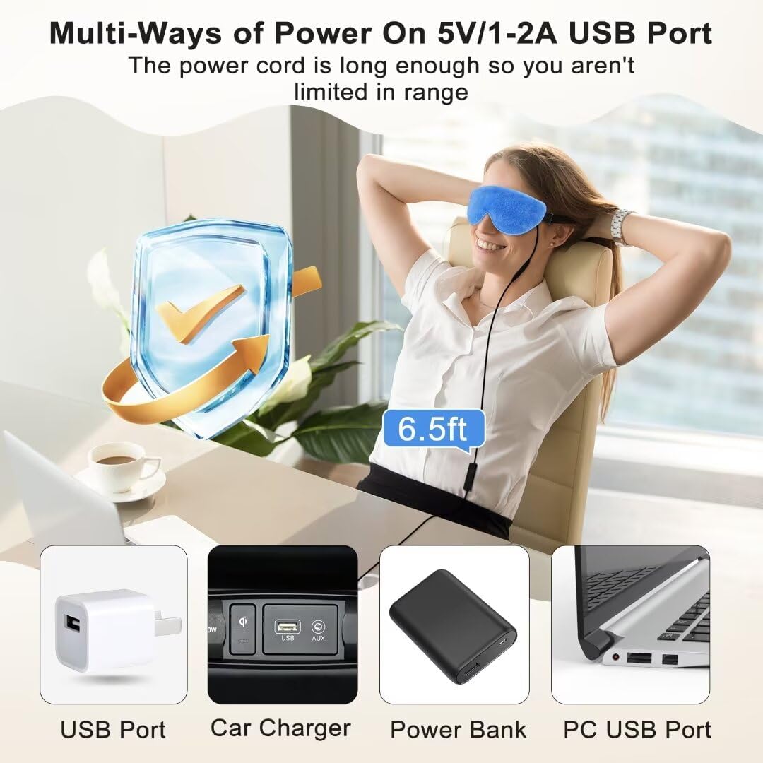 KOVNLO Heated Eye Mask, Washable USB Electric Moist Heat Warm Compress for Eyes, Eye mask with Flaxseed for Dry Eyes, Blepharitis, Chalazion, MGD, Stye Eye Treatment