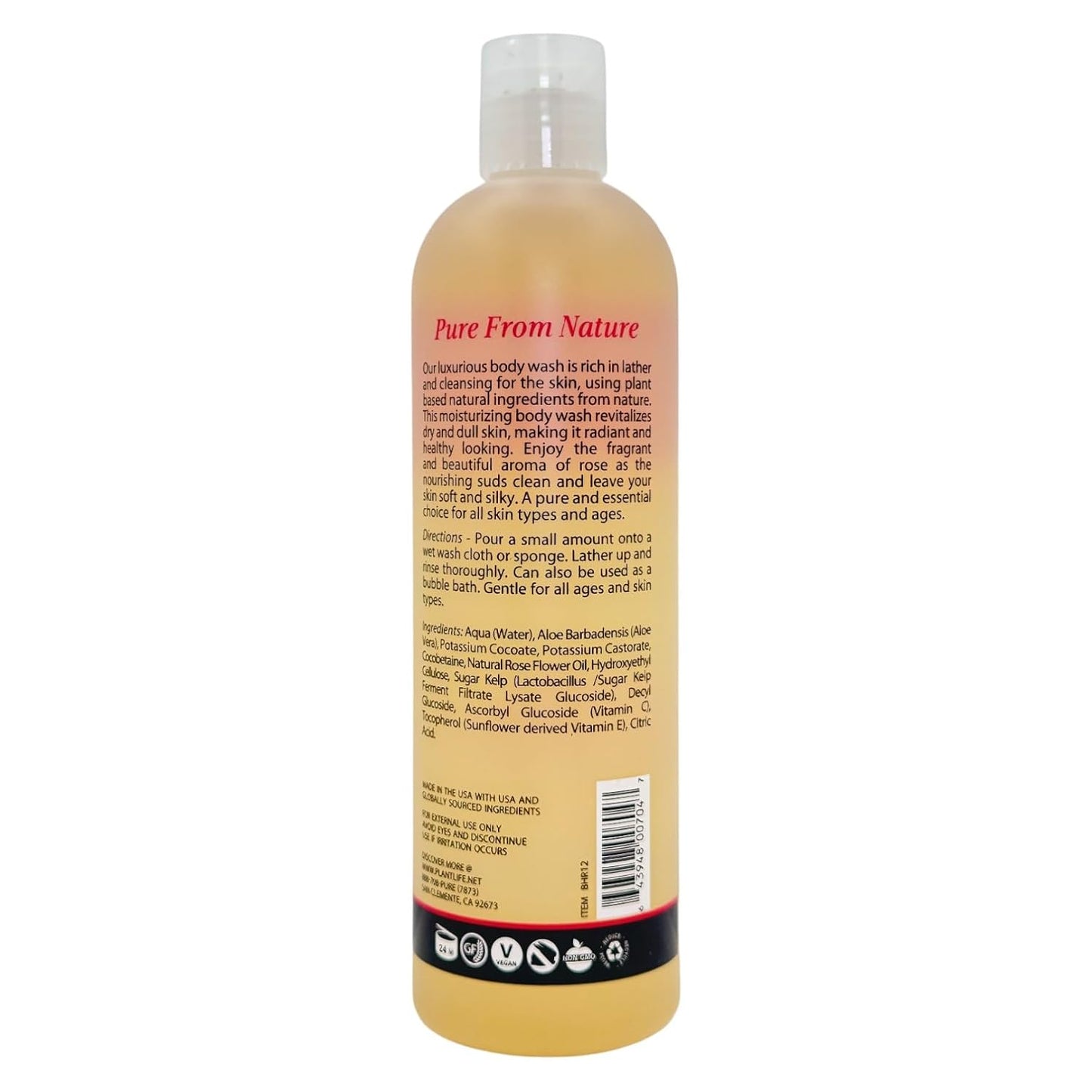 Plantlife Himalayan Rose Body Wash - GMO and Gluten Free Gentle and Moisturizing Body Wash That Contains Only Ingredients Straight from Nature - Manufactured in the USA 14 oz