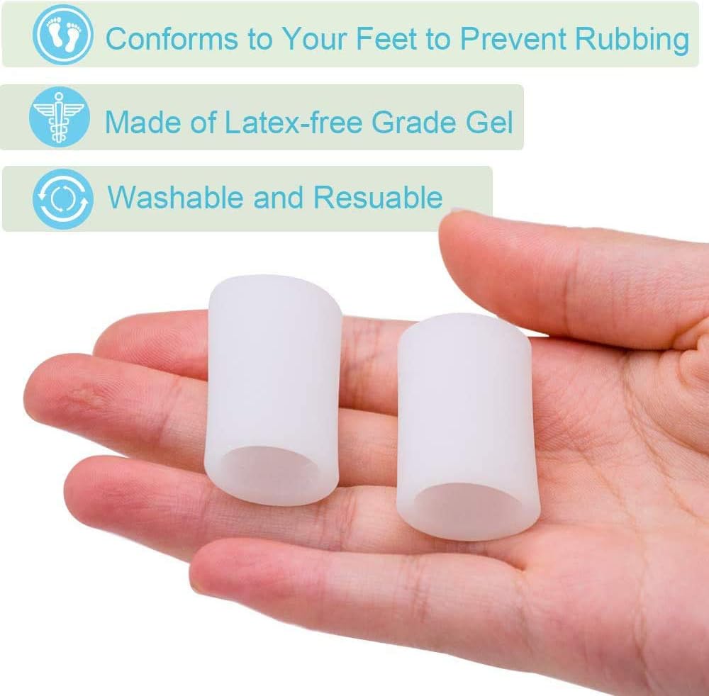 Povihome Toe Sleeves, Toe Protectors, 10 Pack Toe Tube Pads for Hammer Toe,Stubbed Toe,Corns, Calluses Protect