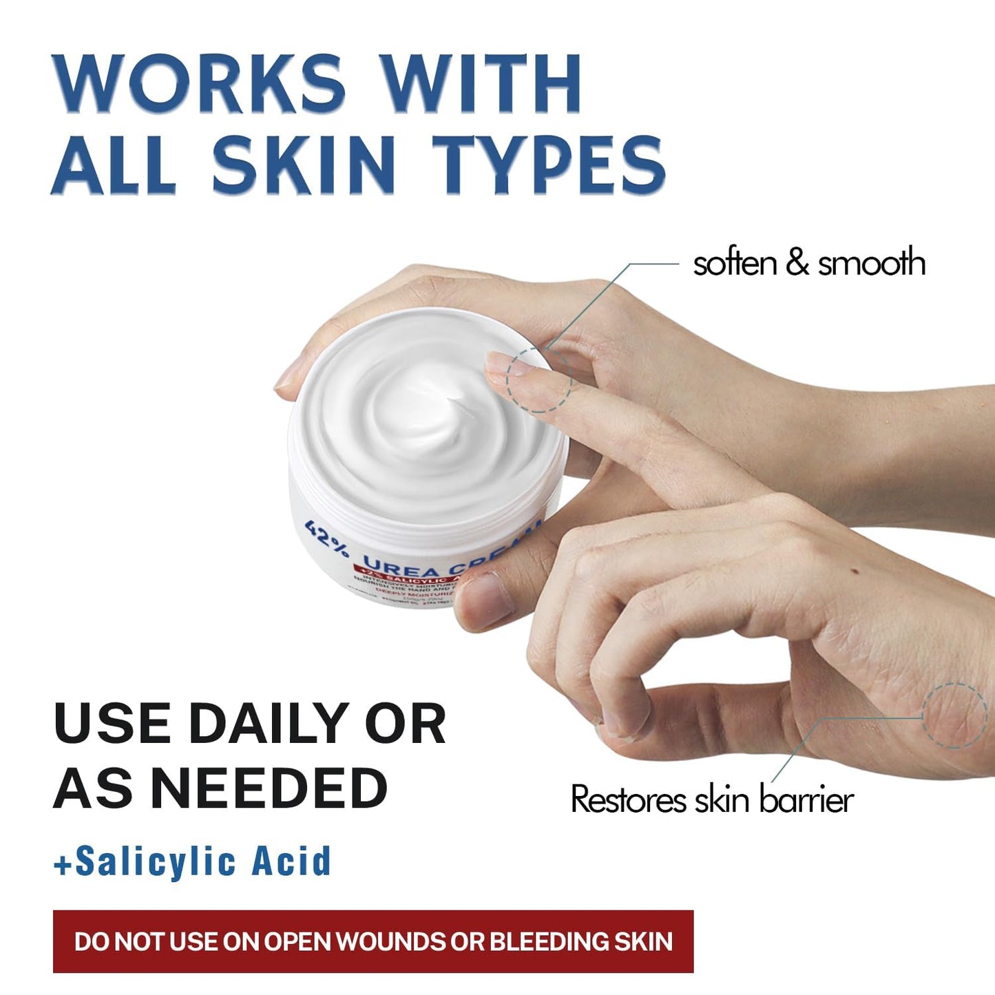 OUKEYA Urea Cream 42% plus Salicylic Acid 2% Net 5.29 Oz for Dry Cracked Feet,Heels,Knees,Elbows,Hands Repair Treatment Moisturizes and Removes Corns,Calluses,Dead Skin,and Softens Toenails Pack of 2