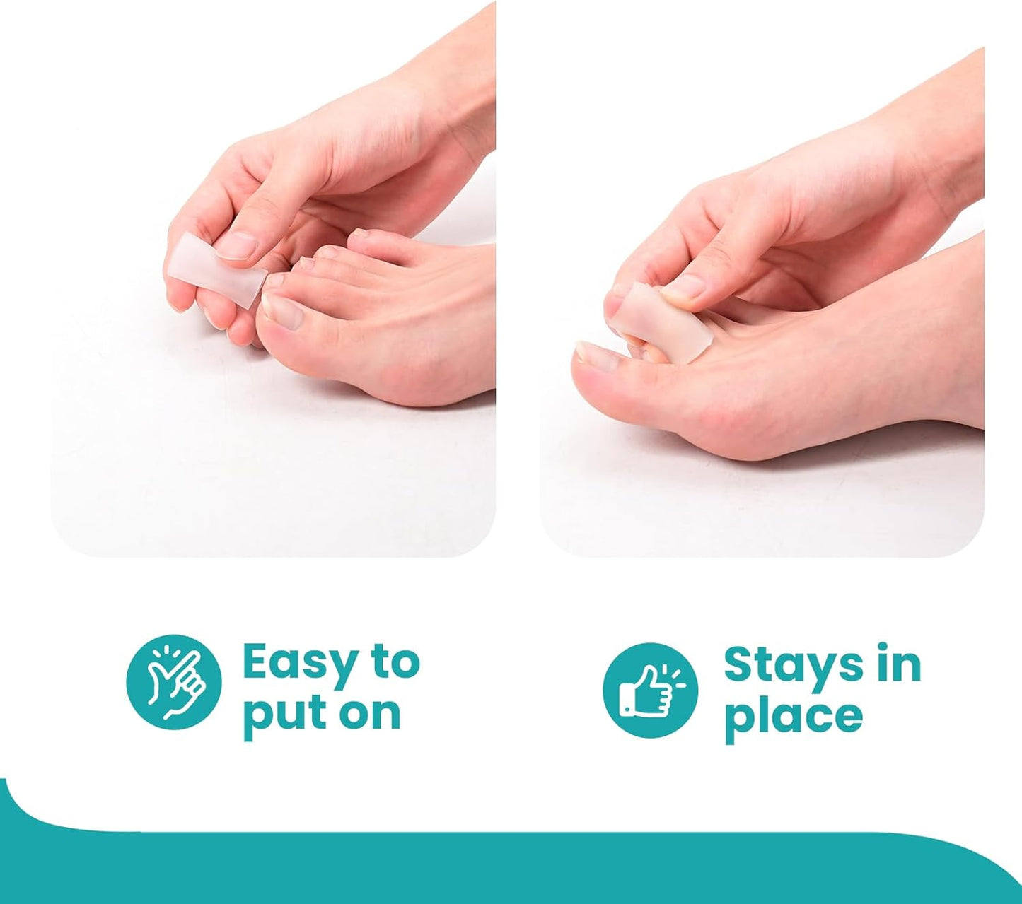 Silicone Toe Protectors – 12 Pack Silicone Toe Sleeve for Hammer Toes, Corns, Calluses, Blisters – Soft Gel Toe Tube Pads for Pain Relief(Clear)
