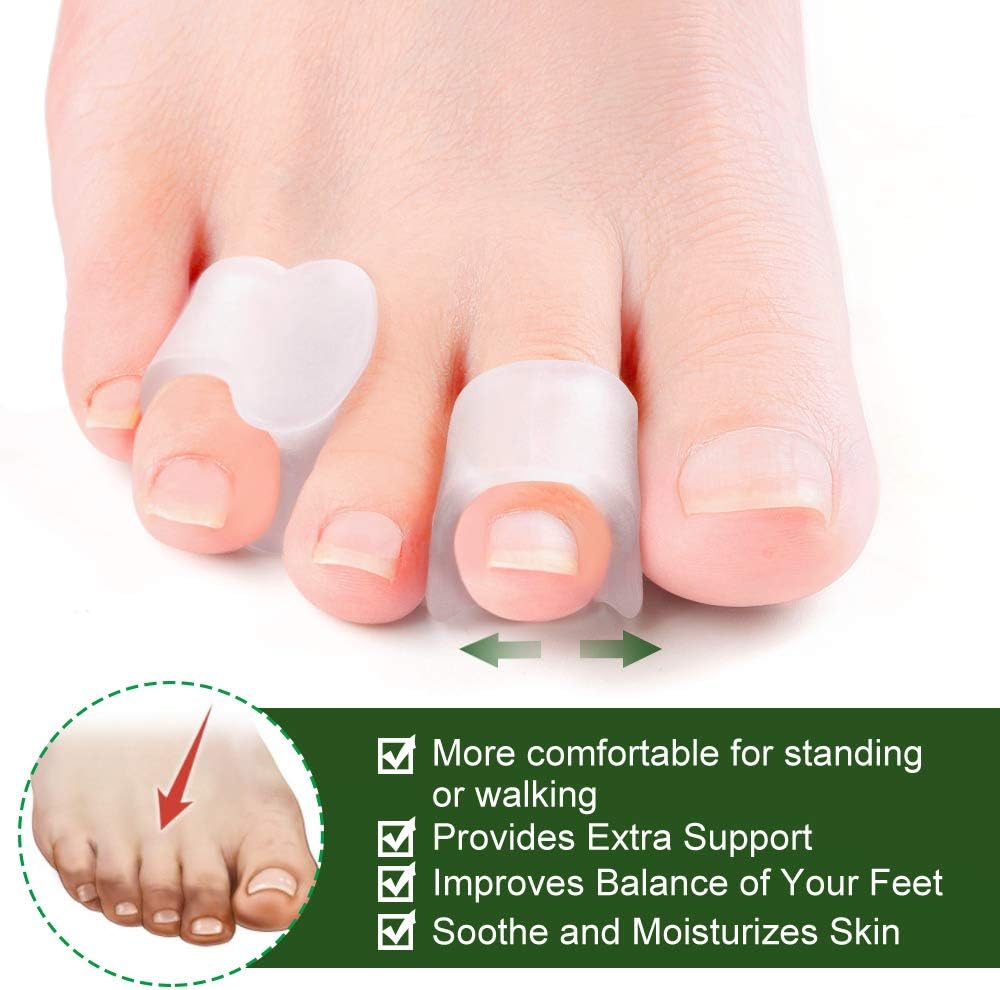 Welnove Gel Toe Separator, Pinky Toe Spacers, Little Toe Cushions, Small Toe Sleeves for Preventing Rubbing & Reducing Pressure (Pack of 12, Transparent)