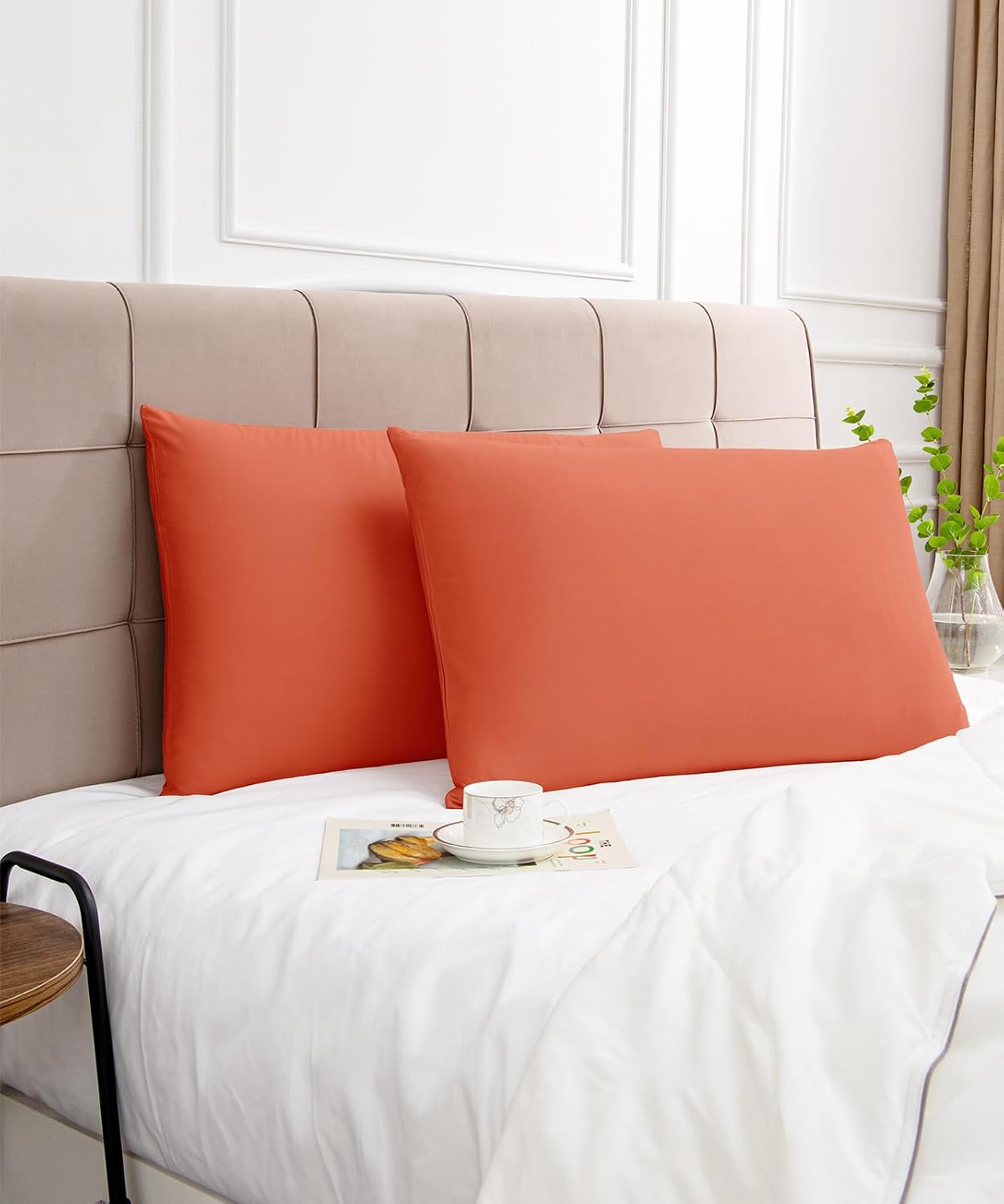 Warmstar Cotton Pillow Cases King Size Set of 2, 600 Thread Count Pillowcases 20x36 Inches, Soft Long Staple Cotton Pillowcases Breathable with Envelope Closure,Orange