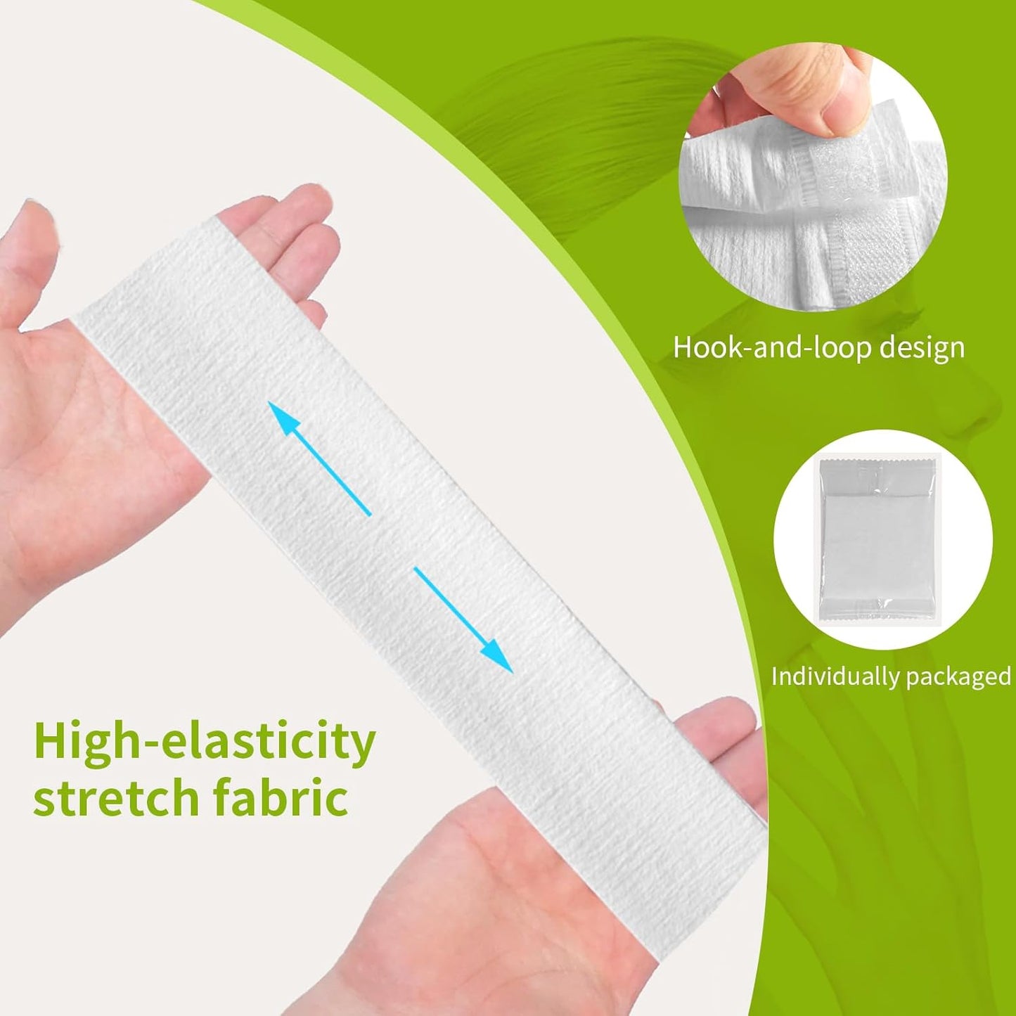 MoyRetty 50 Pack Disposable Headbands for Spa & Facials - Stretchable Non-Woven Facial Headband with Adjustable Magic Tape | Esthetician Supplies, Soft Hair Bands for Skincare, Makeup, Salon