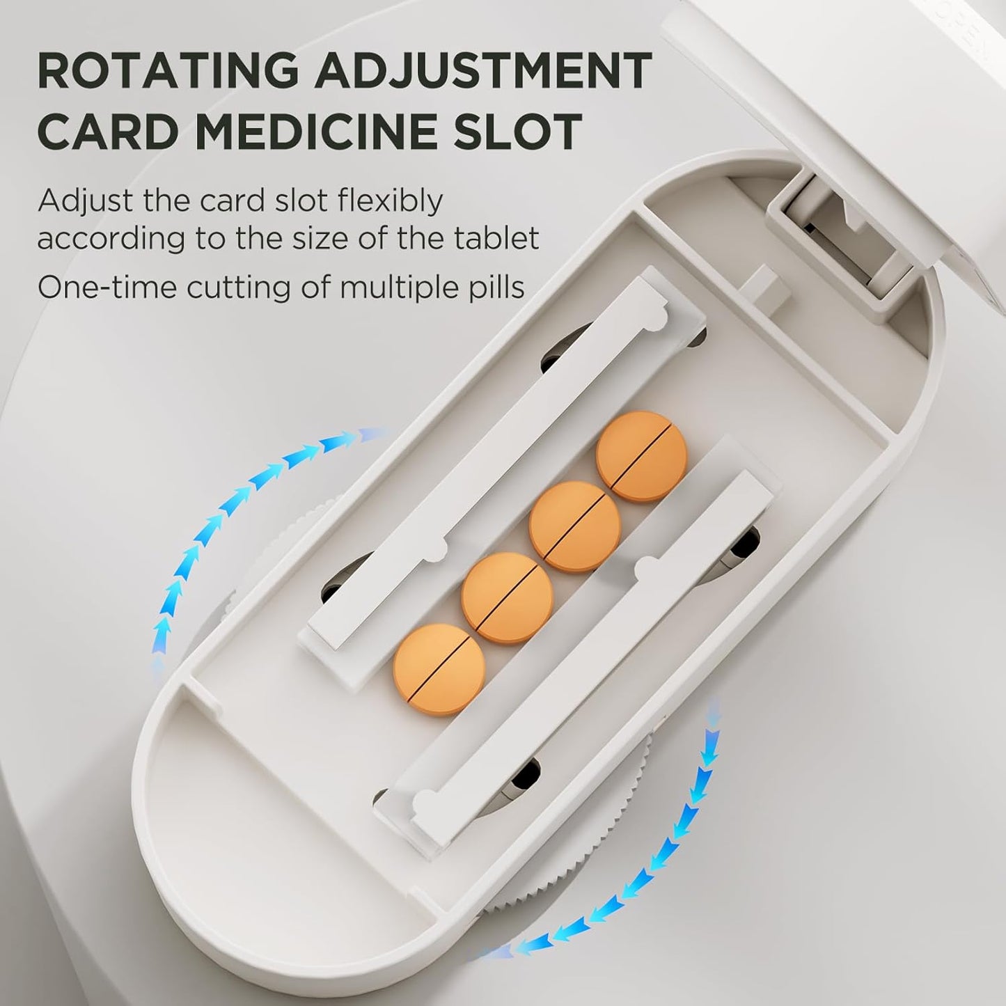 Pill Cutter Splitter for Small & Tiny Pills, Adjustable, Safety Features, Grey