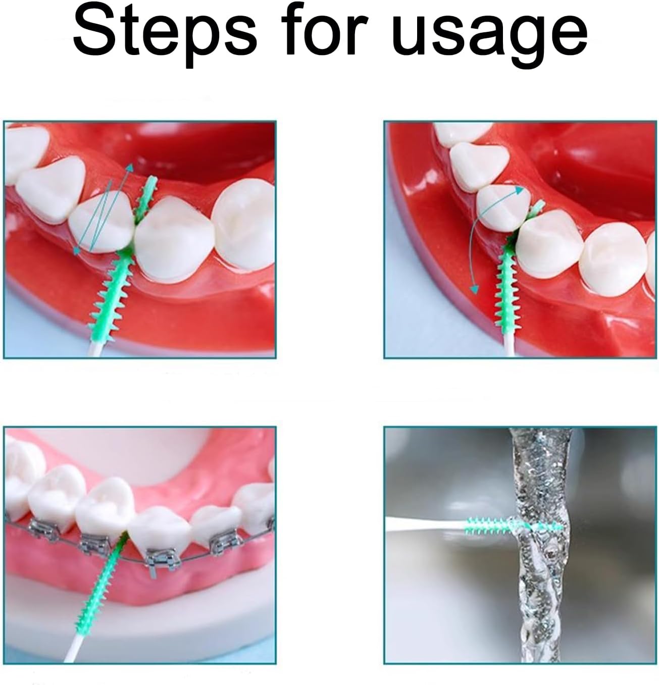 300 Pieces Dual-Use Interdental Brushes Soft Silicone, Disposable Dental Picks,Premium Dental Floss Picks for Effective Teeth Cleaning(300PCS Orange)