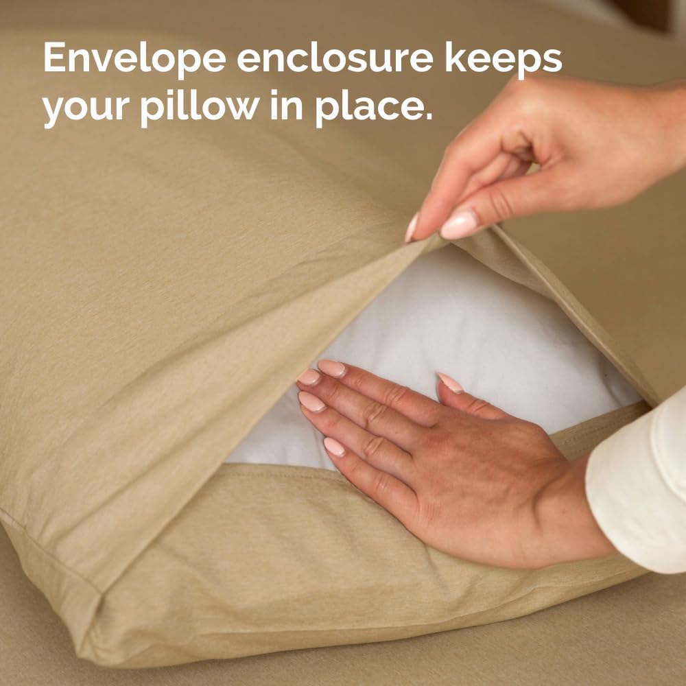 Queen Pillow Cases Set of 2 - Ultra Soft Hotel Quality Pillowcase Covers - Comfy, Cozy & Wrinkle Free - Shrinkage and Fade Resistant - Machine Washable Pillow Protectors - 2 Piece Set - Heathered Tan