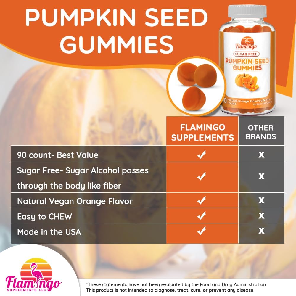 Pumpkin Seed Oil Gummies Sugar-Free Naturally Flavored- Pumpkin Seed Oil for Hair Growth, Bladder, Urinary Tract Support, Young Skin Supplement - Vegan, Halal Pumpkin Seed Extract- 90 Count
