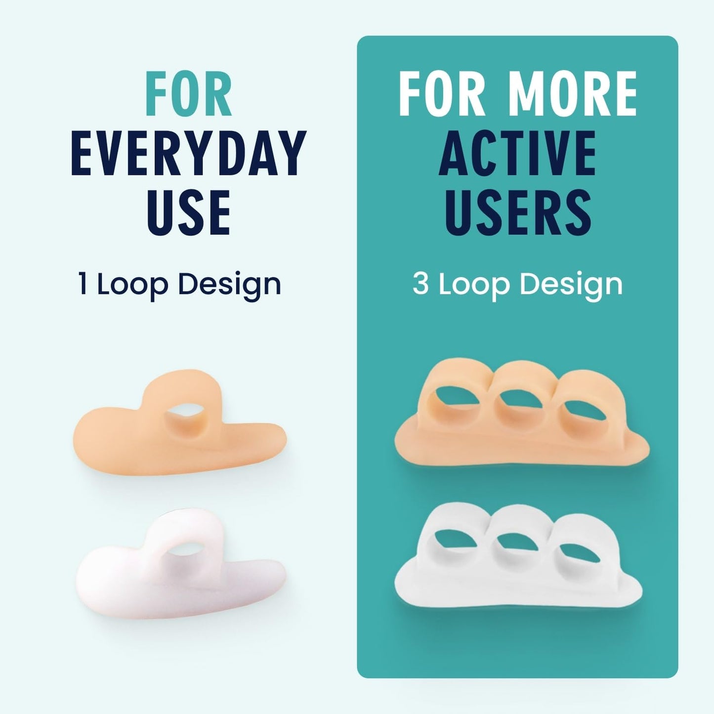 Dr. Frederick's Original Hammer Toe Gels - 2 Pairs - All-Day Relief for Crooked & Overlapping Toes - Soft Cushioning - Symptomatic Support for Toe Alignment - Beige - 3 Loop Design