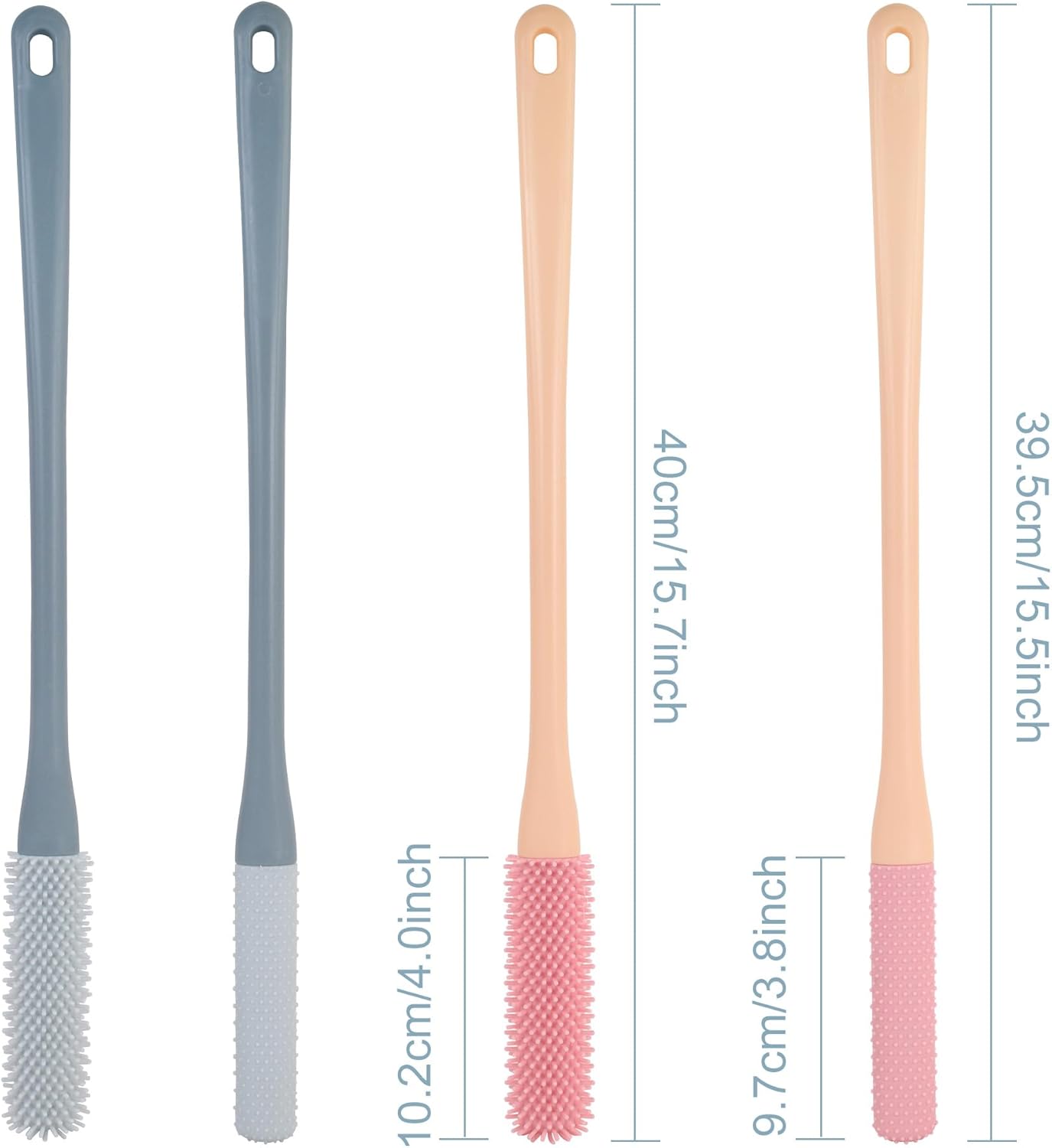 OWIIZI Toe Cleaning Brush 15.7" Foot Scrubber in Shower with Long Handle Silicone Gap Brush Between Toes Cleaner Soft Feet Care Scrub for Seniors,Elderly, Men and Women- 2Pack