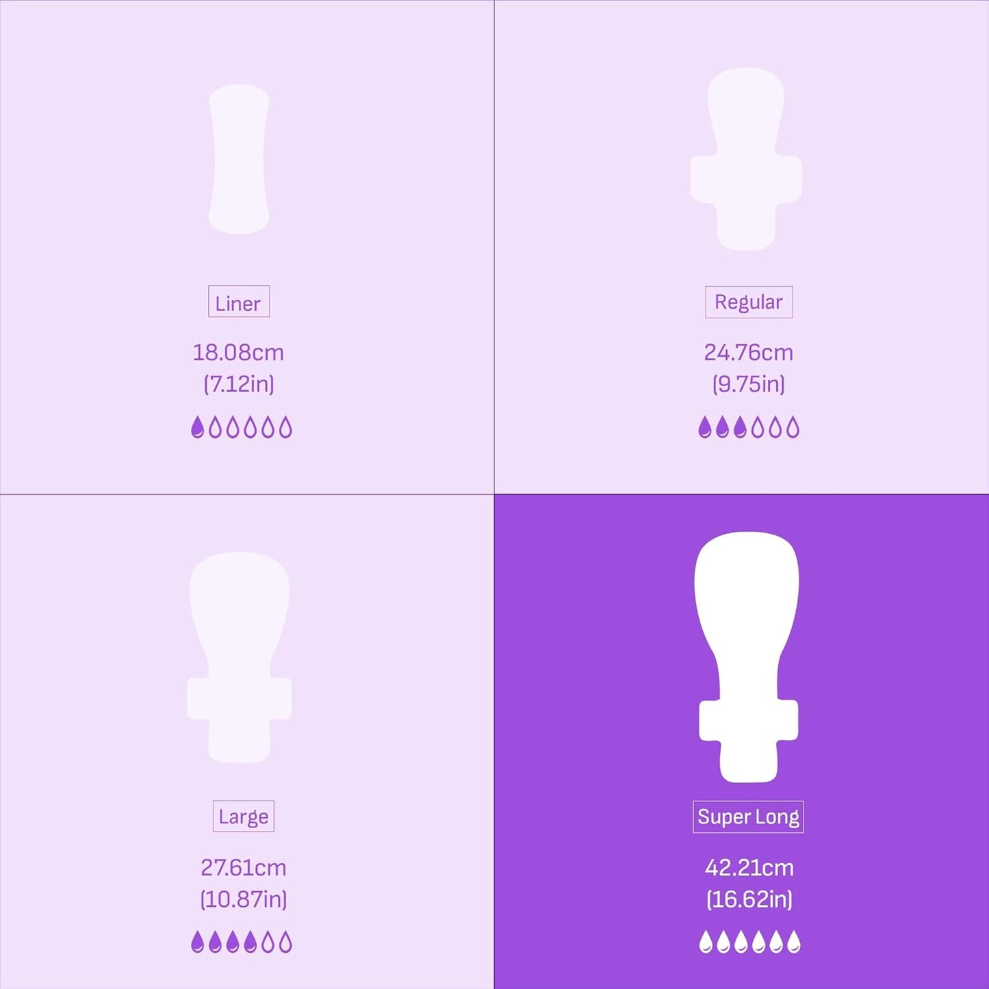 Livlit Super Long Overnight Sanitary Pads, 100% Organic Cotton from Texas, Heavy Absorbency, Powerful Leak Protection, Unscented, Extra Long Length Pads for Women (10 Count)