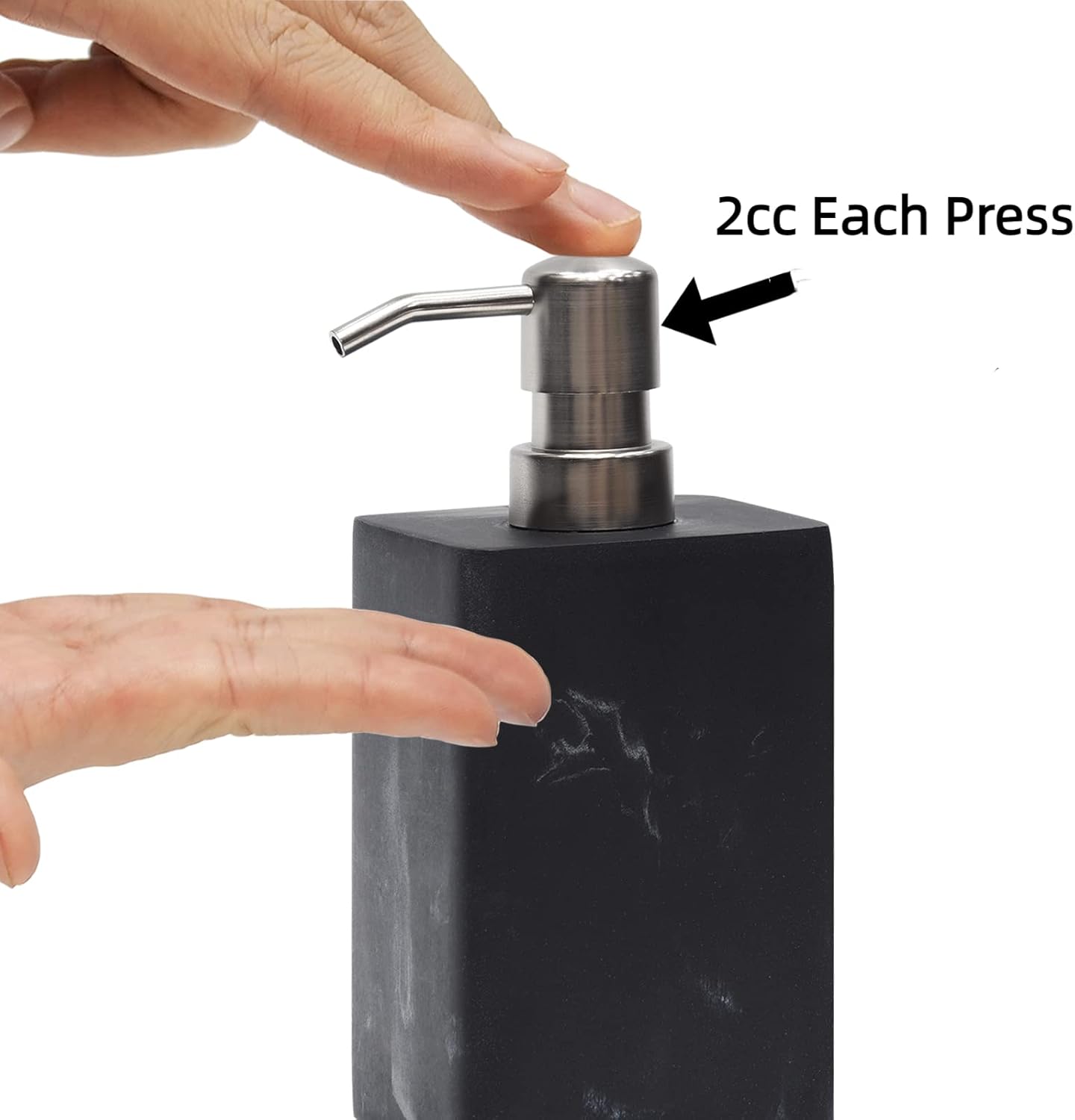 15Oz Marble Style Resin Soap Dispenser Set,2pcs Hand and Dish Soap Dispenser for Bathroom Countertop or Kitchen Sink,Refillable Decorative Liquid Soap Dispenser with Easy-Press Pump,White&Black